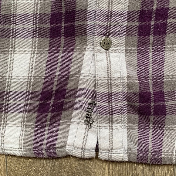 TNA Aritzia Women's Button Down Shirt Plaid Flannel Shirt Classic Purple Size S - Picture 7 of 16